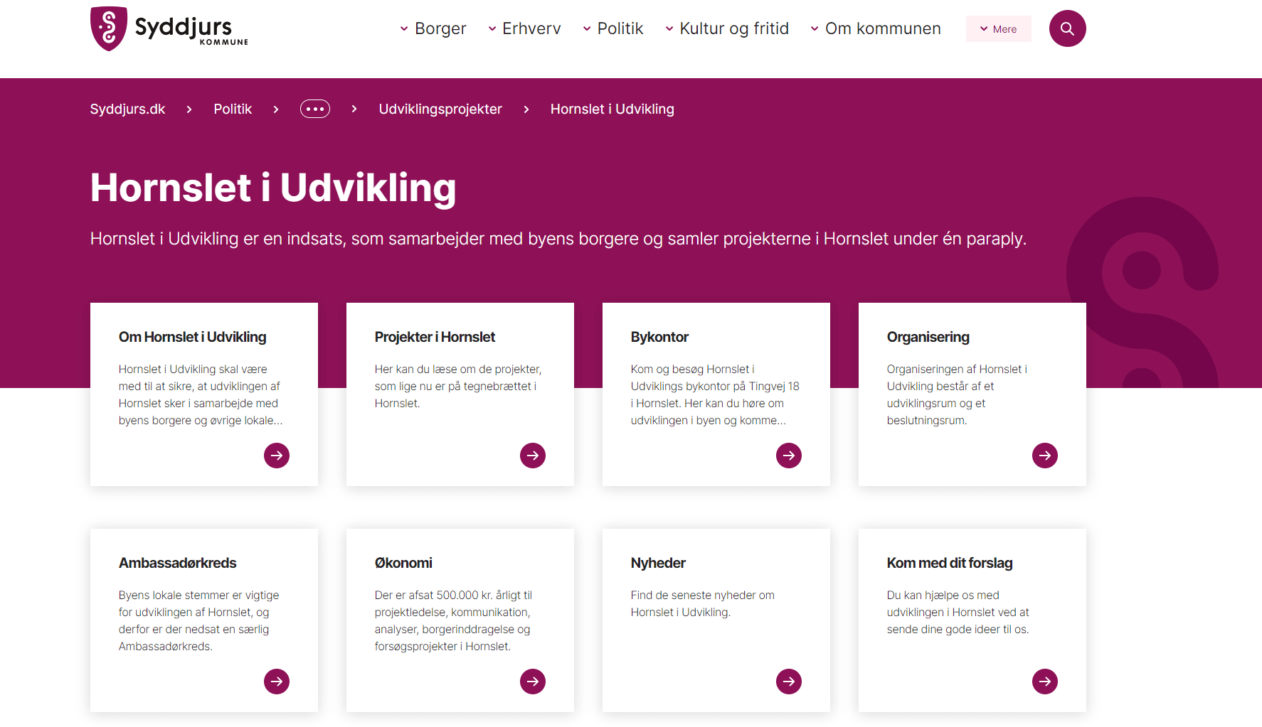 Skærmdump til artikel på 2lokal.dk om Hornslet i Udvikling