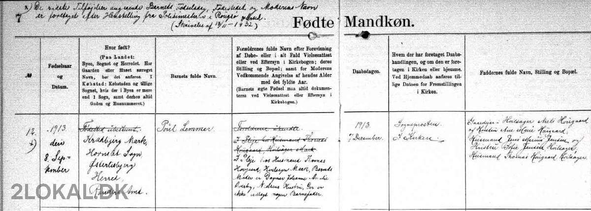 Hvilsager kirkebog 1913 - Poul Lemmer Hvilsager kirkebog 1913 - Poul Lemmer